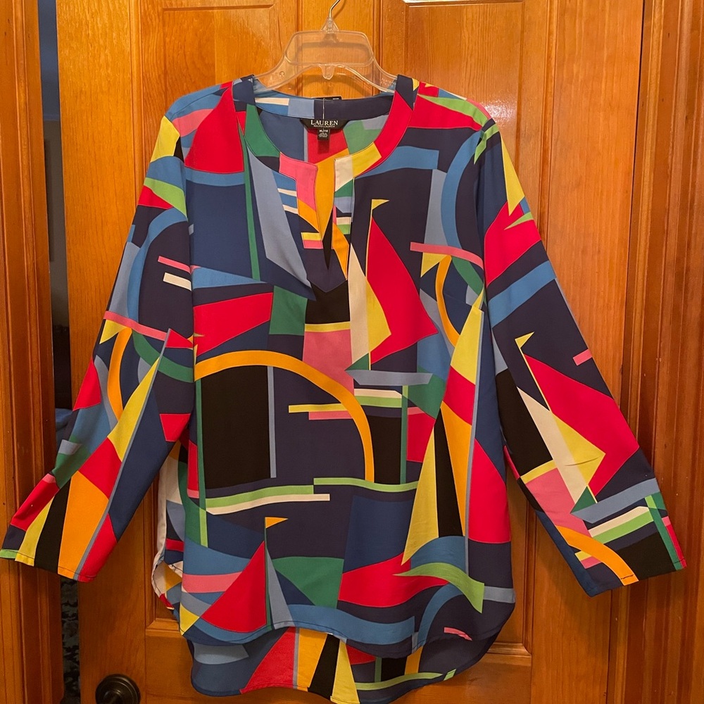 Lauren Ralph Lauren Colorful Abstract Blouse